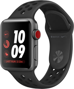 Apple Watch Nike+ Series 3 (38mm, LTE) Grijs (Zwart)