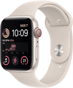 Apple Watch SE (2022), 44mm, GPS + Cellular Wit (Beige)