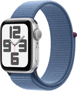 Apple Watch SE (2023), 40mm, GPS, Geweven sportbandje Zilver (Blauw)