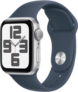 Apple Watch SE (2023), 40mm, GPS, Sportbandje S/M Zilver (Blauw)
