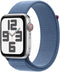 Apple Watch SE (2023), 44mm, GPS + Cellular, Geweven sportbandje, Zilver (Blauw)