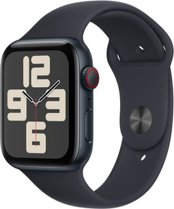 Apple Watch SE (2023), 44mm, GPS + Cellular, Sportbandje M/L, Zwart (Zwart)