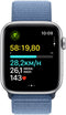 Apple Watch SE (2023), 44mm, GPS, Geweven sportbandje, Zilver (Blauw)