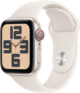 Apple Watch SE (2024), 40mm, GPS + Cellular, Sportbandje S/M, Zilver (Beige)