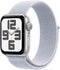 Apple Watch SE (2024), 40mm, GPS, Geweven bandje, Zilver (Blauw)