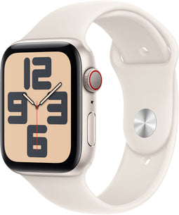 Apple Watch SE (2024), 44mm, GPS + Cellular, Sportbandje S/M, Goud (Beige)