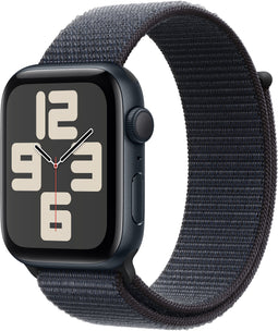 Apple Watch SE (2024), 44mm, GPS, Geweven bandje, Zwart (Zwart)
