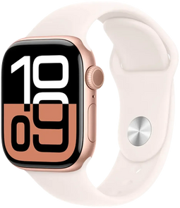 Apple Watch Series 10, 42mm, GPS, Aluminium, Sportbandje M/L, Rosé Goud (Crème)