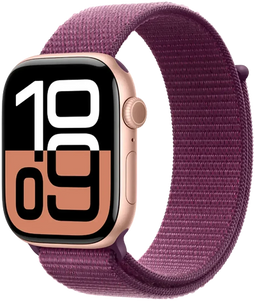 Apple Watch Series 10, 46mm, GPS, Aluminium, Geweven sportbandje, Rosé Goud (Paars)