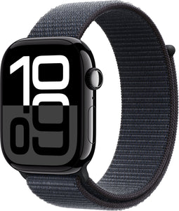 Apple Watch Series 10, 46mm, GPS + Cellular, Aluminium, Geweven sportbandje, Zwart (Zwart)