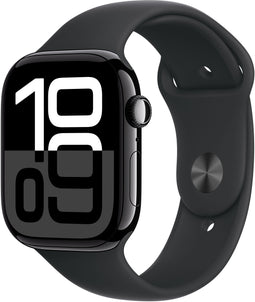 Apple Watch Series 10, 46mm, GPS + Cellular, Aluminium, Sportbandje S/M, Zwart (Zwart)