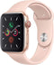 Apple Watch Series 5 GPS + Cellular, 44mm Kast in goudkleurig Roestvrij staal, zandroze sportbandje