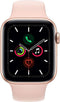 Apple Watch Series 5 GPS + Cellular, 44mm Kast in goudkleurig Roestvrij staal, zandroze sportbandje