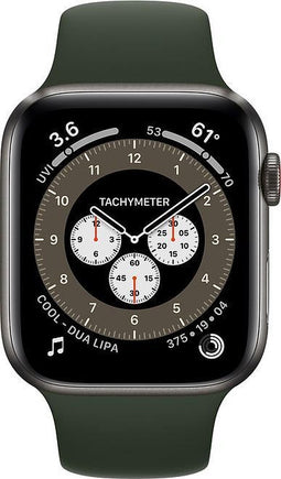 Apple Watch Series 6 Edition GPS + Cellular, 44mm Kast van Space Black Titanium, cyprusgroen sportbandje