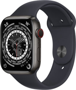 Apple Watch Series 7 - Edition - Space Black Titanium - Zwart - GPS + Cellular - 45 mm - Midnight Sport Band XL