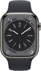 Apple Watch Series 8, 45mm, GPS + Cellular, RVS, Sportbandje, Grafiet (Zwart)