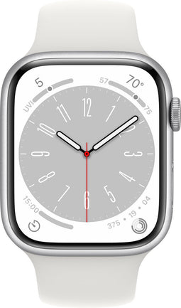 Apple Watch Series 8 - Smartwatch heren en dames - 45mm - Zilver Aluminium