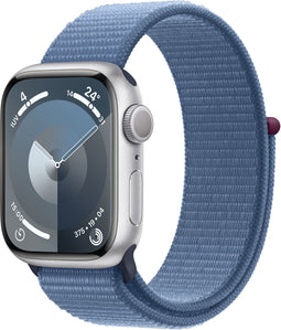 Apple Watch Series 9, 41mm, GPS, Aluminium, Geweven sportbandje Zilver (Blauw)