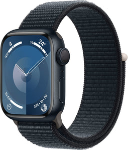 Apple Watch Series 9, 41mm, GPS, Aluminium, Geweven sportbandje Zwart (Zwart)