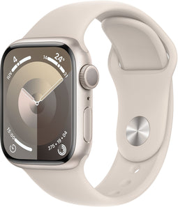 Apple Watch Series 9, 41mm, GPS, Aluminium, Sportbandje M/L Zilver (Beige)