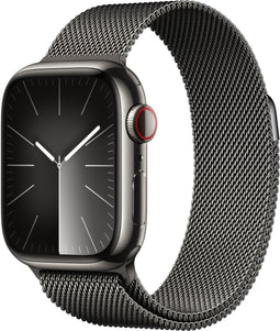 Apple Watch Series 9, 41mm, GPS + Cellular, RVS, Milanees bandje Grafiet (Grafiet)