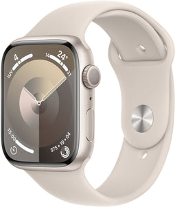 Apple Watch Series 9, 45mm, GPS, Aluminium, Sportbandje M/L, Zilver (Beige)