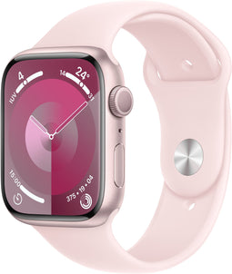 Apple Watch Series 9, 45mm, GPS, Aluminium, Sportbandje S/M, Roze (Roze)