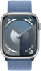 Apple Watch Series 9, 45mm, GPS + Cellular, Aluminium, Geweven sportbandje Zilver (Blauw)