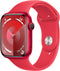 Apple Watch Series 9, 45mm, GPS + Cellular, Aluminium, Sportbandje M/L Rood (Rood)