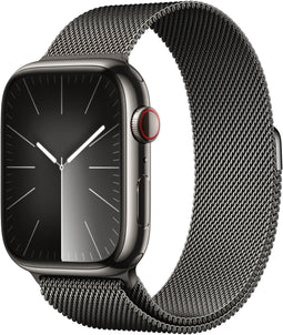 Apple Watch Series 9, 45mm, GPS + Cellular, RVS, Milanees bandje Grafiet (Grafiet)