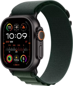Apple Watch Ultra 2, Alpine-bandje S, Zwart (Groen)