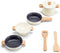 New Classic Toys® Metalen Pannenset - 7-delige Set met Vergiet en Houten Kookgerei - Gebroken Wit (7-delige set)