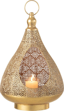 J-Line theelichthouder Oosters - metaal/glas - goud - large