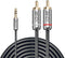 Lindy 35333 - Kabel Audio Jack 3,5 mm naar 2 RCA - 100 cm - Antraciet Grijs