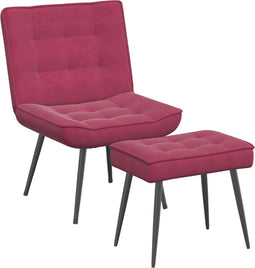 vidaXL - Relaxstoel - met - voetenbank - fluweel - wijnrood