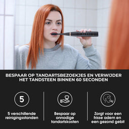 Dentect Tandsteen Verwijderaar - Elektrisch - 6-in-1 met 5 standen - Zwart