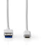 Nedis USB-C 3.2 Gen 2-kabel - 100 cm - Opladen en dataoverdracht - Wit