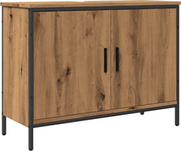 vidaXL - Wastafelkast - 80x30x60 - cm - bewerkt - hout - artisanaal - eikenkleurig