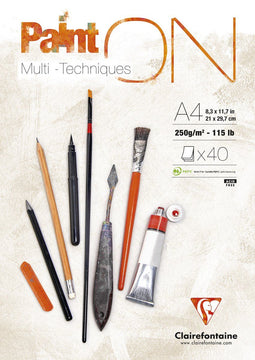 Tekenblok Clairfontaine Paint On A4 40 vel 250gr | 4 stuks