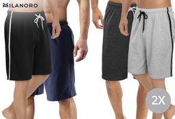 Milanoro - Set van 2 sportieve, comfortabele mannenshorts - Zwart/Grijs - M
