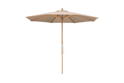 Feel Furniture - Luxe Eikenhouten Parasol met Olefin Stof - 3 Meter - Donker Beige