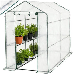 tectake® Broeikas - Foliekas 2,23m² - Kweekkas met 4 Planken - Beschermt Tegen Kou en Regen