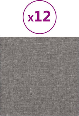 vidaXL - Wandpanelen - 12 - st - 1,08 - m² - 30x30 - cm - stof - lichtgrijs