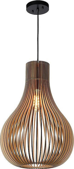 Atmooz - Hanglamp Zita M - E27 - Hout - Rond - Kleur Naturel - Woonkamer / Slaapkamer / Eetkamer - Plafondlamp - Hoogte 190cm