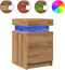 vidaXL - Nachtkastjes - 2 - st - met - LED - 35x39x55 - cm - hout - artisanaal - eiken