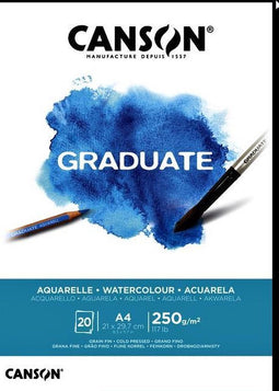 Aquarelblok Canson Graduate A4 250gr 20vel
