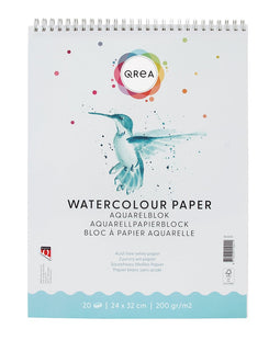Aquarelblok qrea 24x32 20vel 200gr spiraal | 5 stuks
