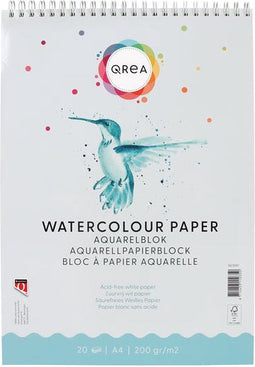 Aquarelblok qrea a4 20vel 200gr spiraal | 5 stuks