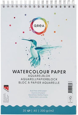 Aquarelblok qrea a5 20vel 200gr spiraal | 5 stuks