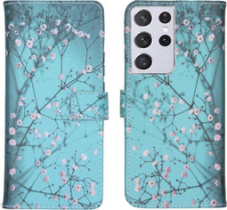 iMoshion Hoesje Geschikt voor Samsung Galaxy S21 Ultra Hoesje Met Pasjeshouder - iMoshion Design Softcase Bookcase - Meerkleurig / Blossom